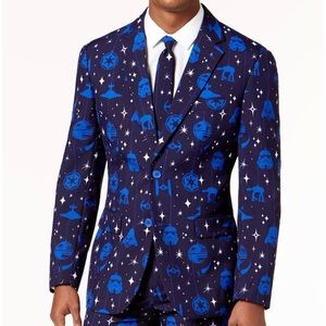Star Wars Oppo Suits Darth Vader Dark Side Jacket Pants Tie New ! 40 blue suit